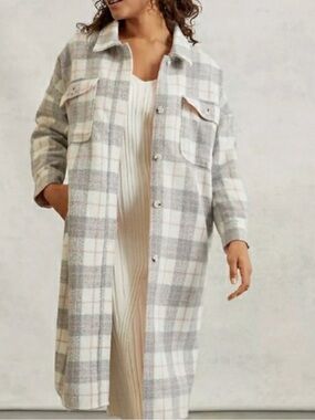 Anthropologie If By the Sea plaid Bobbie Shacket Medium M